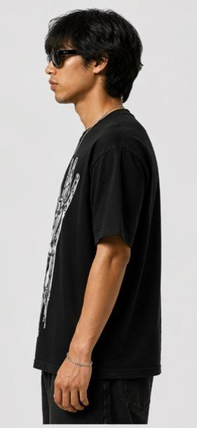 Cyber Chrome Hand Graphic Oversized T-Shirt for Men