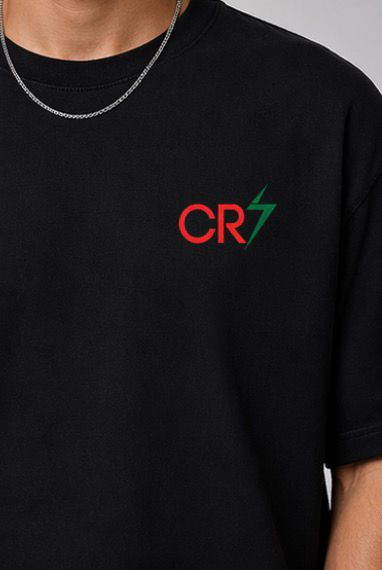 CR7 Inspired Graphic Back Print T-Shirt | Football Legend Tribute Oversized Tee | Trendy Streetwear Black T-Shirt