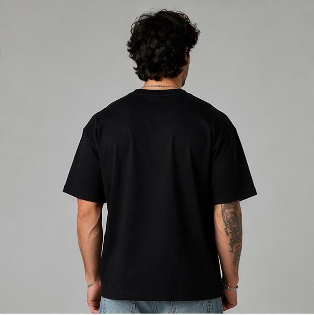 Men Oversized Pure Cotton Printed T-Shirt | “Fearless” Typography Graphic Tee | Black Streetwear Drop Shoulder T-Shirt