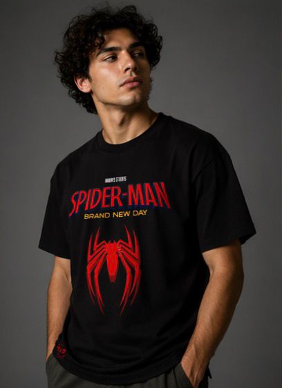 Spider-Man Brand New Day Graphic Printed Black Oversized T-Shirt for Men | Premium Cotton Anime Tee