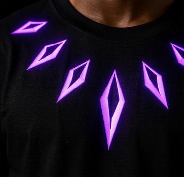 Tribal Neon Panther Graphic T-Shirt – Futuristic Streetwear Black Tee