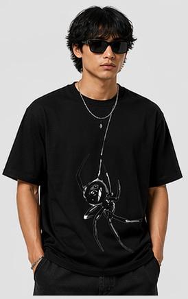 Black Widow Spider Graphic Oversized T-Shirt - Black Streetwear Tee
