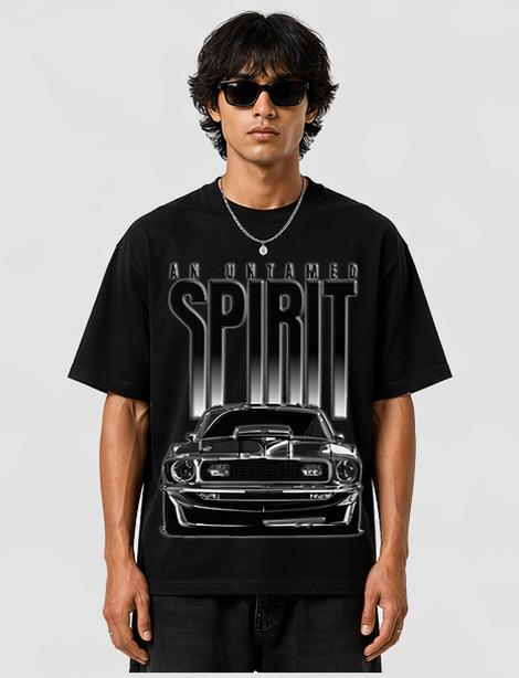 Untamed Spirit Vintage Car Graphic Oversized T-Shirt for Men